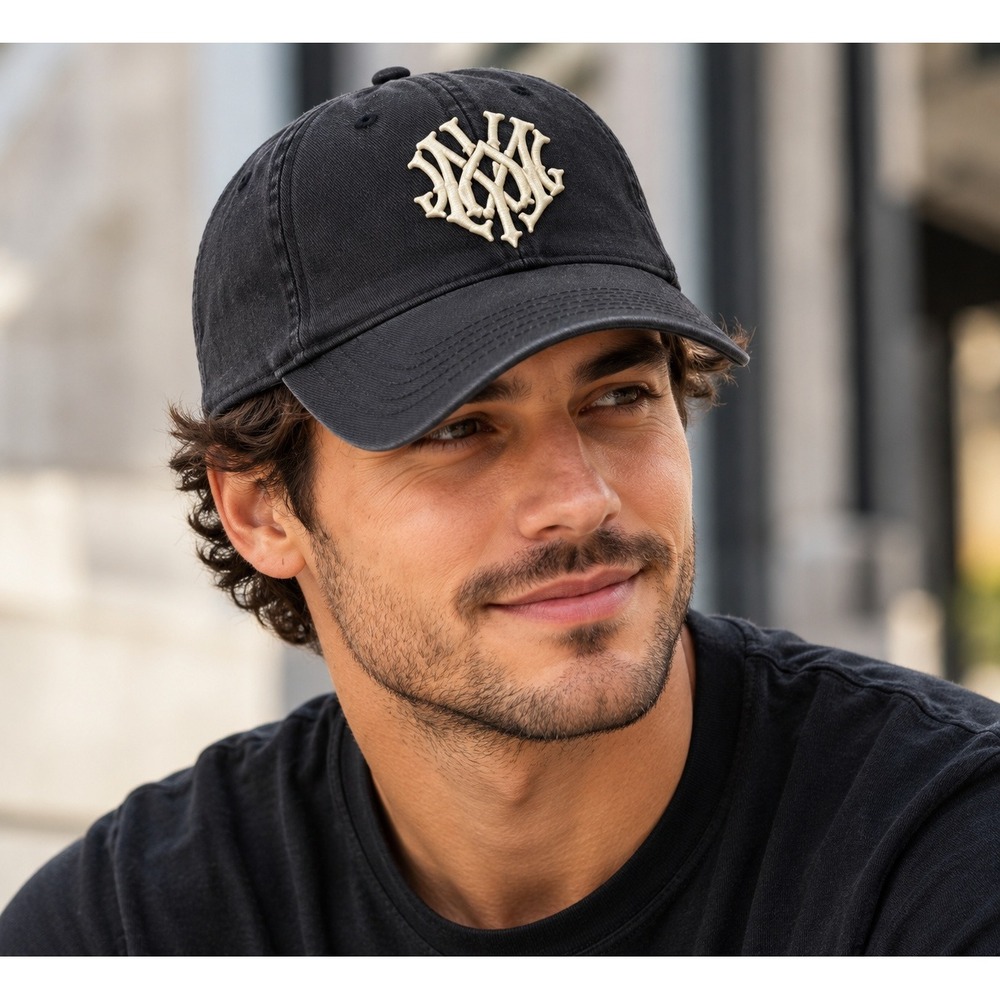 Black BSY Sport Baseball Cap Gothic Monogram Embroidered Adjustable Cotton Hat